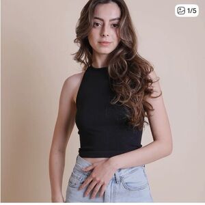 Pebby Forevee BACK SMOOTHING HIGH NECK BRAMI in ribbed black S/M